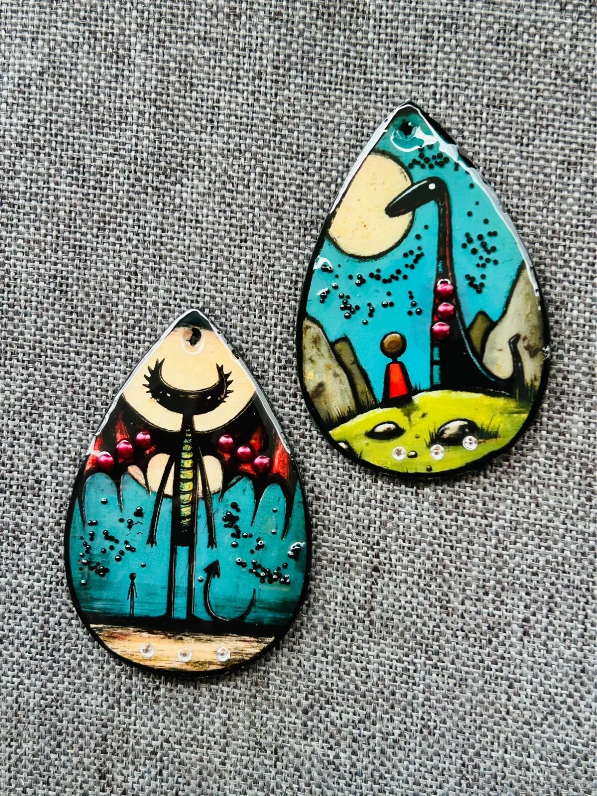 Paire de breloques style gothique / Tim Burton